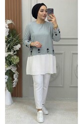 Ebrarengiz Moda - 3007 TUNİK K40 SU YEŞİLİ