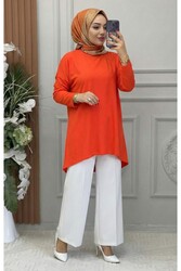 Ebrarengiz Moda - 3010 KREP TUNİK K30 TURUNCU