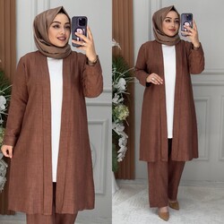 Ebrarengiz Moda - 5330 ASUDE ÜÇLÜ TAKIM K120 TABA