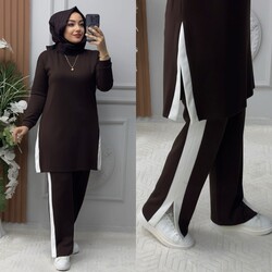 Ebrarengiz Moda - 5360 YIRTMAÇLI TAKIM K130 KAHVE