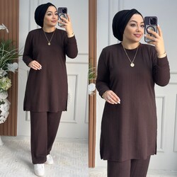 Ebrarengiz Moda - 5410 BURGU TAKIM K120 KAHVE