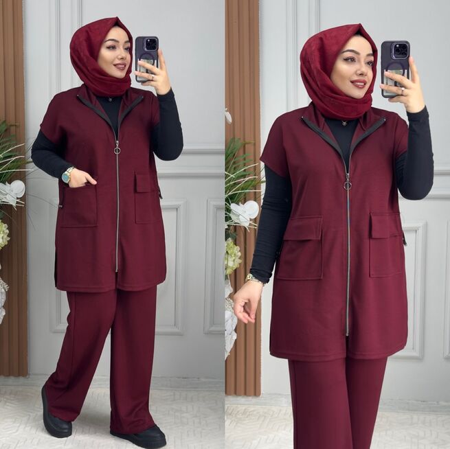 5420 YELEKLİ TAKIM K120 BORDO