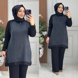 Ebrarengiz Moda - 5440 İPEK TAKIM K170 SİYAH