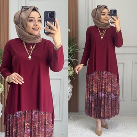 Ebrarengiz Moda - 5470 ETEKLİ TAKIM K140 BORDO