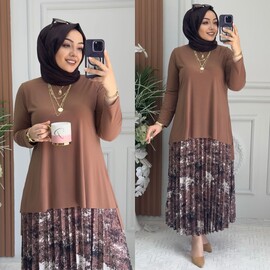 Ebrarengiz Moda - 5470 ETEKLİ TAKIM K140 CAMEL