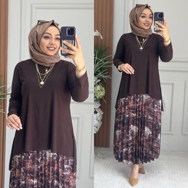 Ebrarengiz Moda - 5470 ETEKLİ TAKIM K140 KAHVE