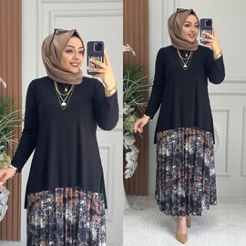Ebrarengiz Moda - 5470 ETEKLİ TAKIM K140 SİYAH