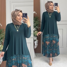 Ebrarengiz Moda - 5470 ETEKLİ TAKIM K140 ZÜMRÜT