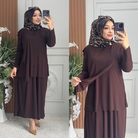 Ebrarengiz Moda - 5480 ÇAĞLA TAKIM K140 KAHVE