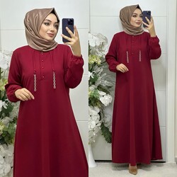 Ebrarengiz Moda - 6270 İPEK ELBİSE K80 BORDO