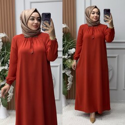 Ebrarengiz Moda - 6280 EFSANE ELBİSE K65 KİREMİT