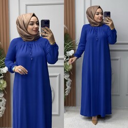 Ebrarengiz Moda - 6280 EFSANE ELBİSE K65 SAKS