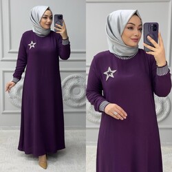 Ebrarengiz Moda - 6290 YILDIZ ELBİSE K65 MOR