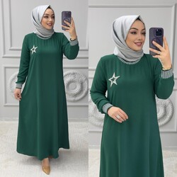 Ebrarengiz Moda - 6290 YILDIZ ELBİSE K65 ZÜMRÜT