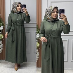 Ebrarengiz Moda - 6340 ŞİMAL ELBİSE K120 HAKİ
