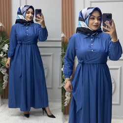 Ebrarengiz Moda - 6340 ŞİMAL ELBİSE K120 İNDİGO