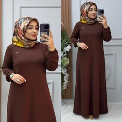 Ebrarengiz Moda - 6360 ATLAS ELBİSE K70 KAHVE