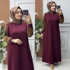 Ebrarengiz Moda - 6370 BURCU ELBİSE K170 BORDO
