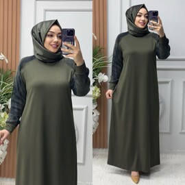 Ebrarengiz Moda - 6370 BURCU ELBİSE K170 HAKİ