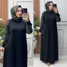 Ebrarengiz Moda - 6370 BURCU ELBİSE K170 SİYAH