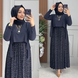 Ebrarengiz Moda - 6380 ESVET ELBİSE K140 ANTRASİT