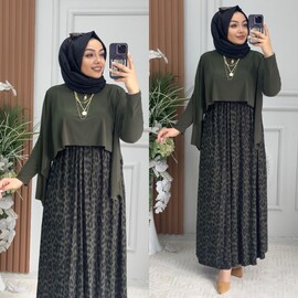 Ebrarengiz Moda - 6380 ESVET ELBİSE K140 HAKİ