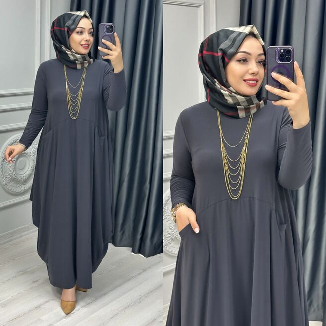 6390 SELENAY ELBİSE K120 ANTRASİT