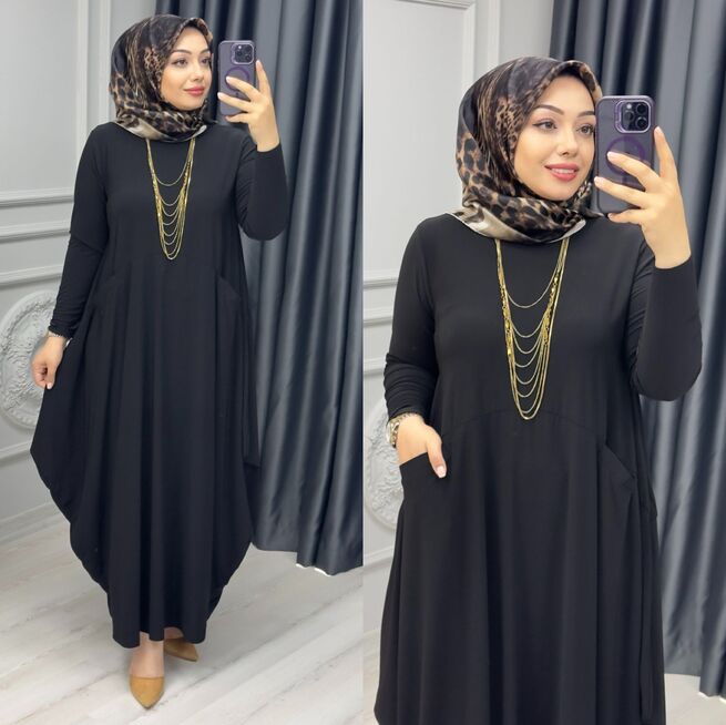 6390 SELENAY ELBİSE K120 SİYAH