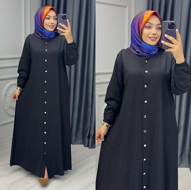 6420 NUR ELBİSE - FERACE K140 SİYAH - 1