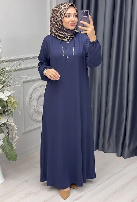 6460 OYSHO ELBİSE K160 LACİVERT - 1