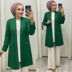 Ebrarengiz Moda - 7170 AYBÜKE CEKET K60 ZÜMRÜT YEŞİL