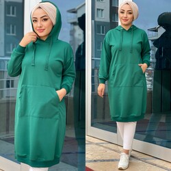 Ebrarengiz Moda - 8090 ECE TUNİK K25 ZÜMRÜT YEŞİLİ