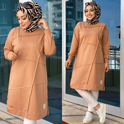 Ebrarengiz Moda - 8110 ÇİMALI TUNİK K25 LATTE