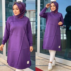Ebrarengiz Moda - 8110 ÇİMALI TUNİK K25 MOR