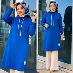 Ebrarengiz Moda - 8140 DEGAJE YAKA TUNİK K20 SAKS