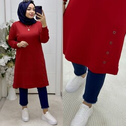 Ebrarengiz Moda - 8570 ŞEVVAL TUNİK K40 KIRMIZI