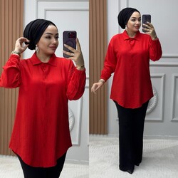 Ebrarengiz Moda - 8800 ASOS GÖMLEK K80 KIRMIZI