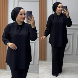 Ebrarengiz Moda - 8800 ASOS GÖMLEK K80 SİYAH