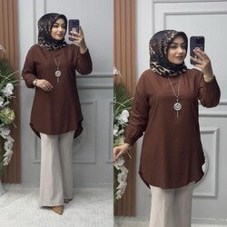 Ebrarengiz Moda - 8830 MELİSA TUNİK K60 KAHVE
