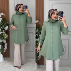 Ebrarengiz Moda - 8840 GAMZE TUNİK K65 ÇAĞLA YEŞİLİ