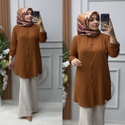 Ebrarengiz Moda - 8840 GAMZE TUNİK K65 KAHVE