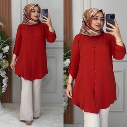 Ebrarengiz Moda - 8840 GAMZE TUNİK K65 KİREMİT