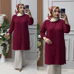 Ebrarengiz Moda - 8860 NEŞE TUNİK K75 BORDO