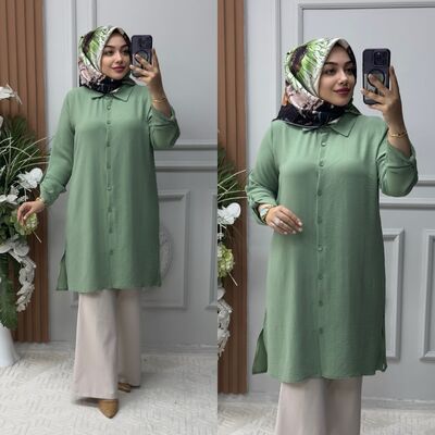 8860 NEŞE TUNİK K75 ÇAĞLA YEŞİLİ