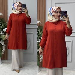 Ebrarengiz Moda - 8860 NEŞE TUNİK K75 KİREMİT