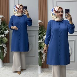 Ebrarengiz Moda - 8860 NEŞE TUNİK K75 SAKS