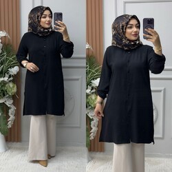 Ebrarengiz Moda - 8860 NEŞE TUNİK K75 SİYAH