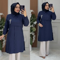 Ebrarengiz Moda - 8870 NEVİN TUNİK K120 LACİVERT