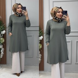 Ebrarengiz Moda - 8880 AZRA TUNİK K75 HAKİ