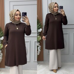 Ebrarengiz Moda - 8880 AZRA TUNİK K75 KAHVE